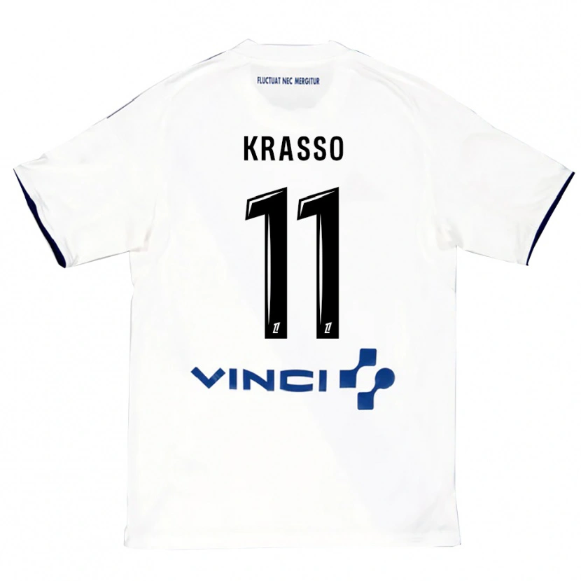 Danxen Donna Maglia Jean-Philippe Krasso #11 Bianco Blu Kit Gara Away 2025/26 Maglietta