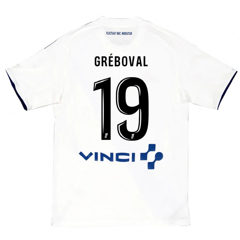 Danxen Donna Maglia Théa Gréboval #19 Bianco Blu Kit Gara Away 2025/26 Maglietta