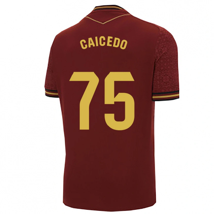 Danxen Donna Maglia Alfred Caicedo #75 Borgogna Oro Kit Gara Away 2025/26 Maglietta