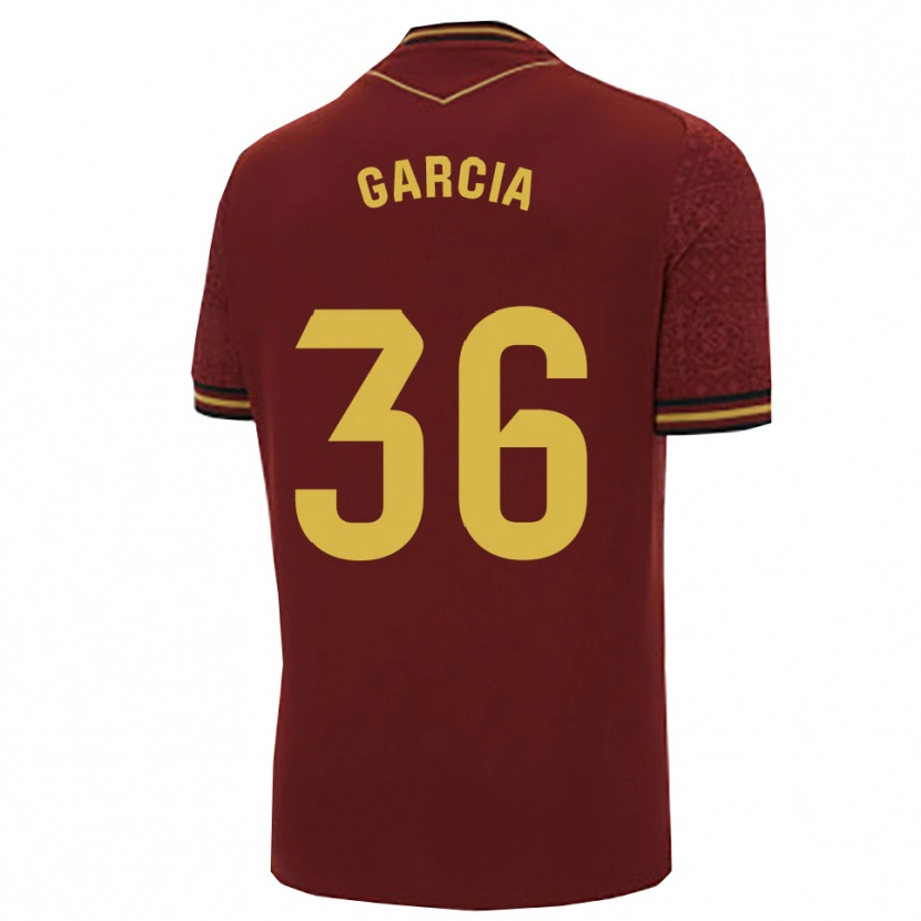 Danxen Donna Maglia David García #36 Borgogna Oro Kit Gara Away 2025/26 Maglietta