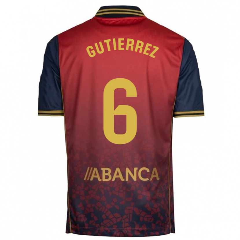 Danxen Donna Maglia Paula Gutiérrez #6 Rosso Blu Scuro Kit Gara Away 2025/26 Maglietta