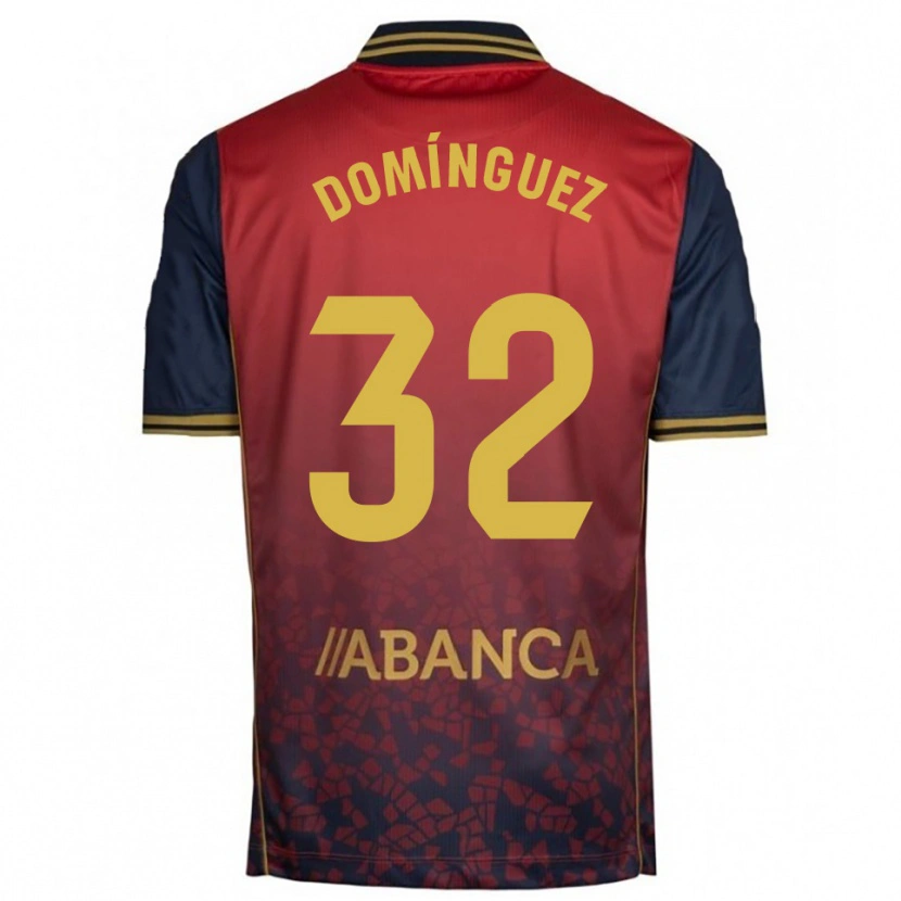 Danxen Donna Maglia David Domínguez #32 Rosso Blu Scuro Kit Gara Away 2025/26 Maglietta
