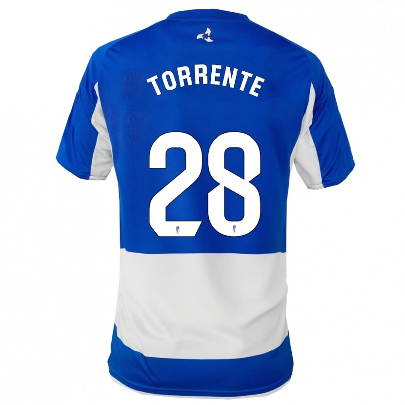 Danxen Donna Maglia Raúl Torrente #28 Blu Bianco Kit Gara Away 2025/26 Maglietta