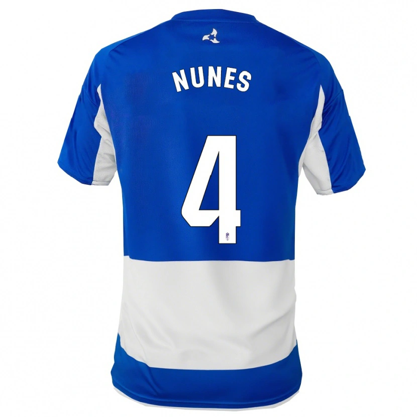 Danxen Donna Maglia David Nunes #4 Blu Bianco Kit Gara Away 2025/26 Maglietta