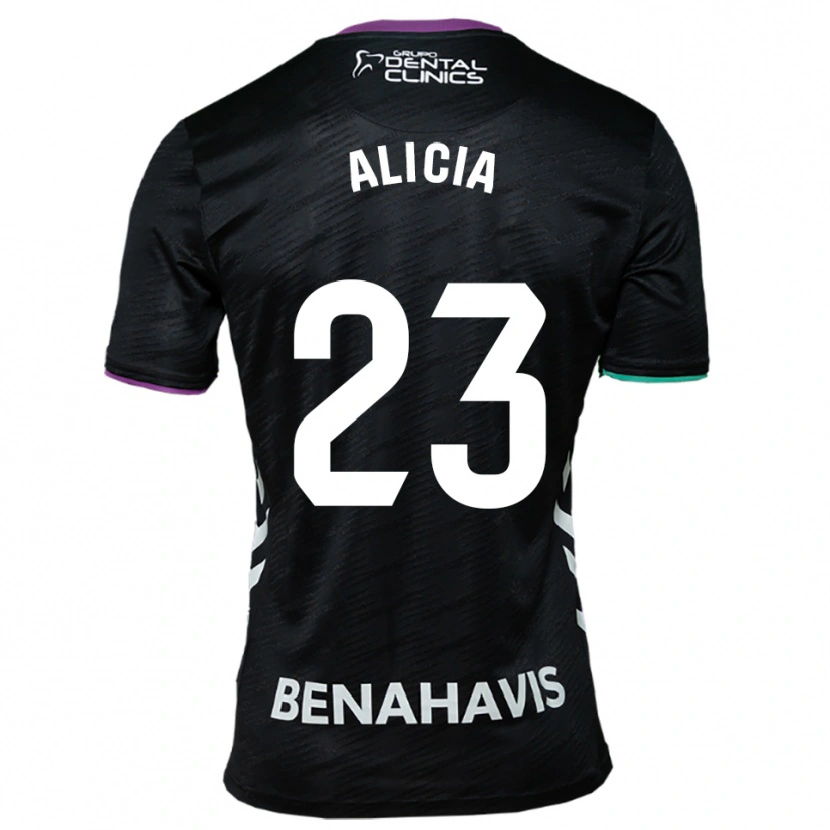Danxen Donna Maglia Alicia Martínez Quiles #23 Nero Viola Verde Kit Gara Away 2025/26 Maglietta