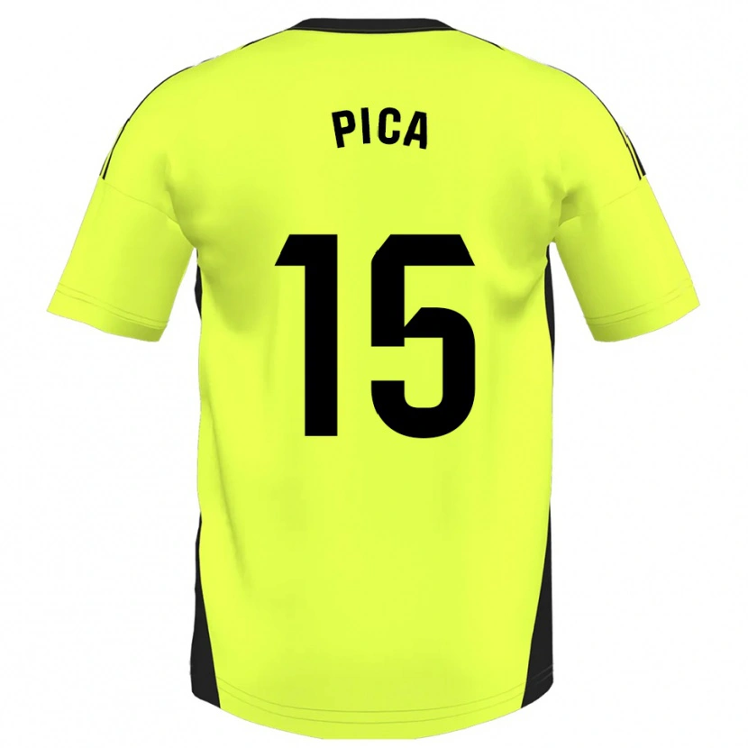 Danxen Donna Maglia Adrián Pica #15 Giallo Fluorescente Kit Gara Away 2025/26 Maglietta