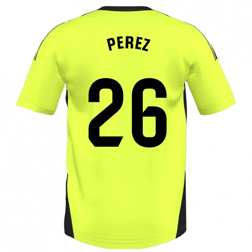 Danxen Donna Maglia Pablo Pérez #26 Giallo Fluorescente Kit Gara Away 2025/26 Maglietta