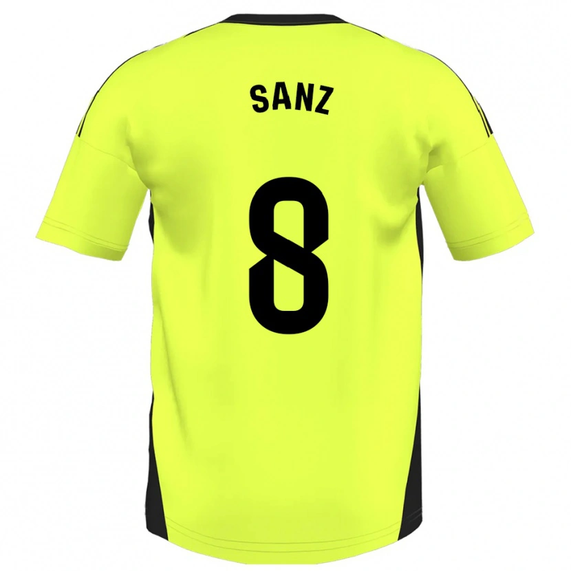 Danxen Donna Maglia Álvaro Sanz #8 Giallo Fluorescente Kit Gara Away 2025/26 Maglietta