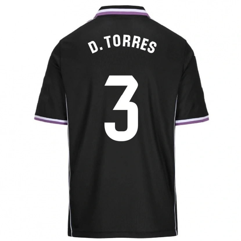 Danxen Donna Maglia David Torres #3 Viola Nero Kit Gara Away 2025/26 Maglietta
