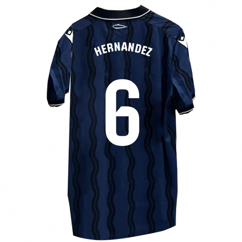 Danxen Donna Maglia Carlos Hernández #6 Blu Scuro Nero Kit Gara Away 2025/26 Maglietta