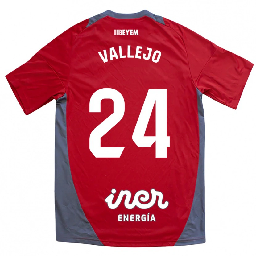 Danxen Donna Maglia Jesús Vallejo #24 Rosso Grigio Kit Gara Away 2025/26 Maglietta