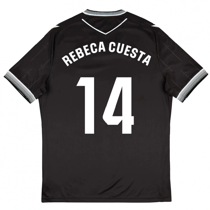 Danxen Donna Maglia Rebeca Cuesta #14 Nero Bianco Kit Gara Away 2025/26 Maglietta