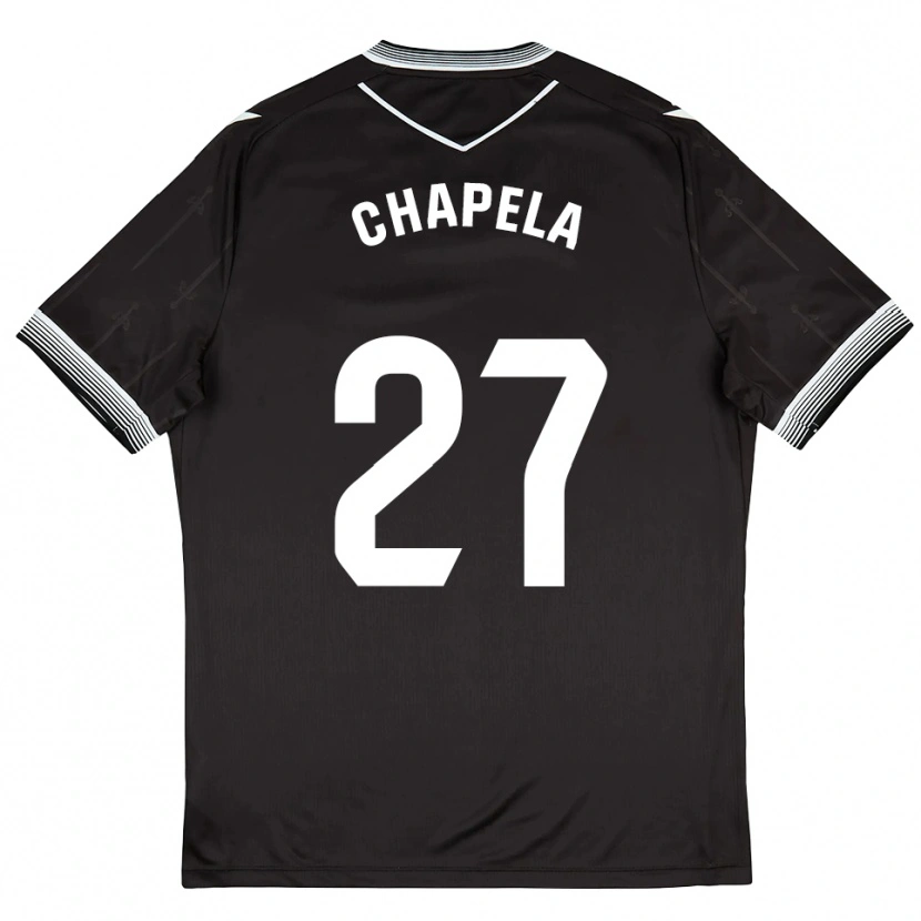 Danxen Donna Maglia Iván Chapela #27 Nero Bianco Kit Gara Away 2025/26 Maglietta