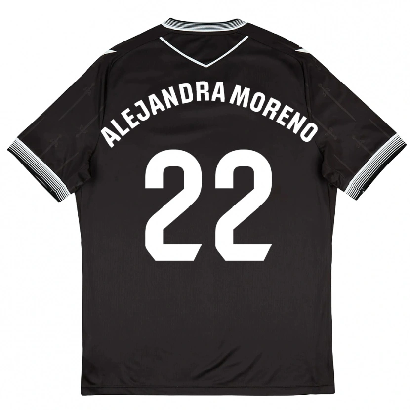 Danxen Donna Maglia Alejandra Moreno #22 Nero Bianco Kit Gara Away 2025/26 Maglietta