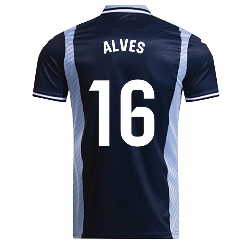 Danxen Donna Maglia Rubén Alves #16 Blu Scuro Azzurro Kit Gara Away 2025/26 Maglietta