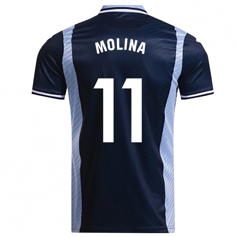 Danxen Donna Maglia Antonio Molina #11 Blu Scuro Azzurro Kit Gara Away 2025/26 Maglietta
