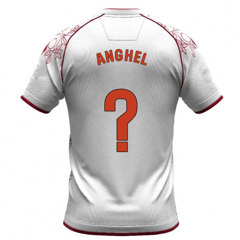 Danxen Donna Maglia Nicolas Anghel #0 Bianco Borgogna Kit Gara Away 2025/26 Maglietta