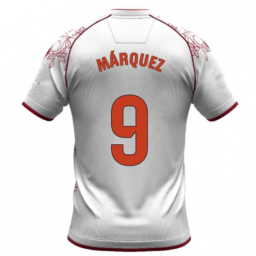 Danxen Donna Maglia Eddiel Márquez #9 Bianco Borgogna Kit Gara Away 2025/26 Maglietta