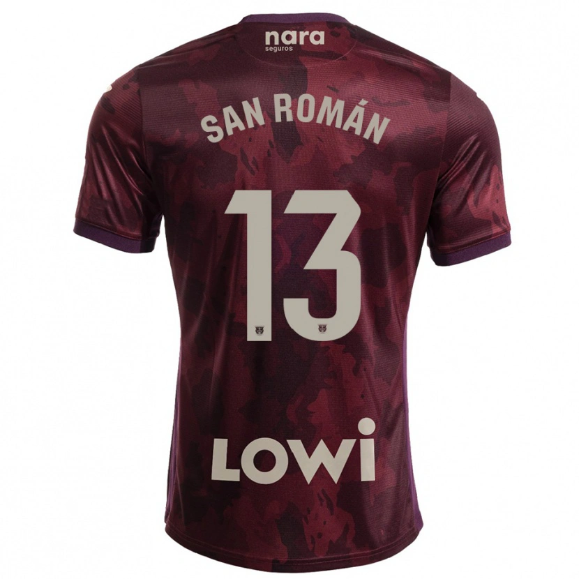 Danxen Donna Maglia Miguel San Román #13 Borgogna Bianco Kit Gara Away 2025/26 Maglietta