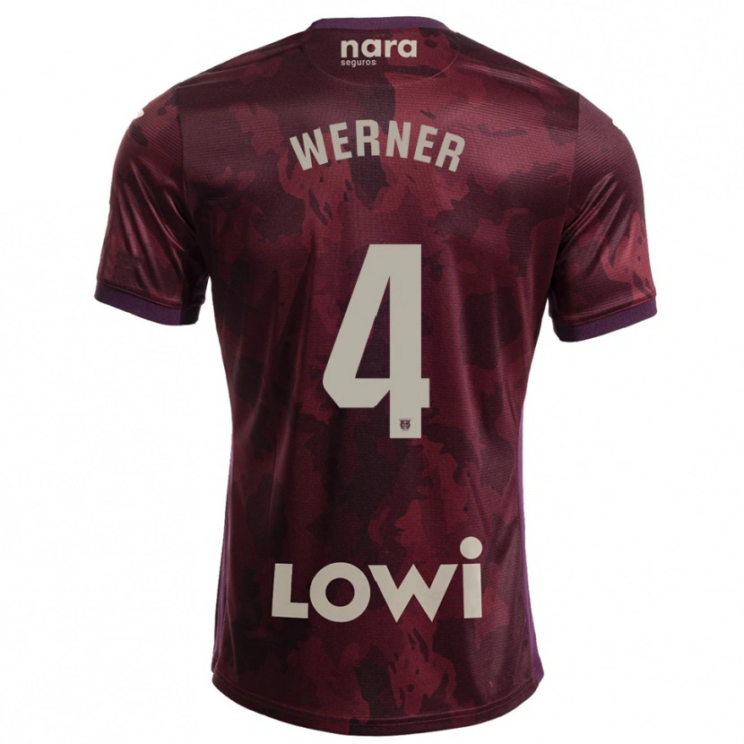 Danxen Donna Maglia Henri Werner #4 Borgogna Bianco Kit Gara Away 2025/26 Maglietta
