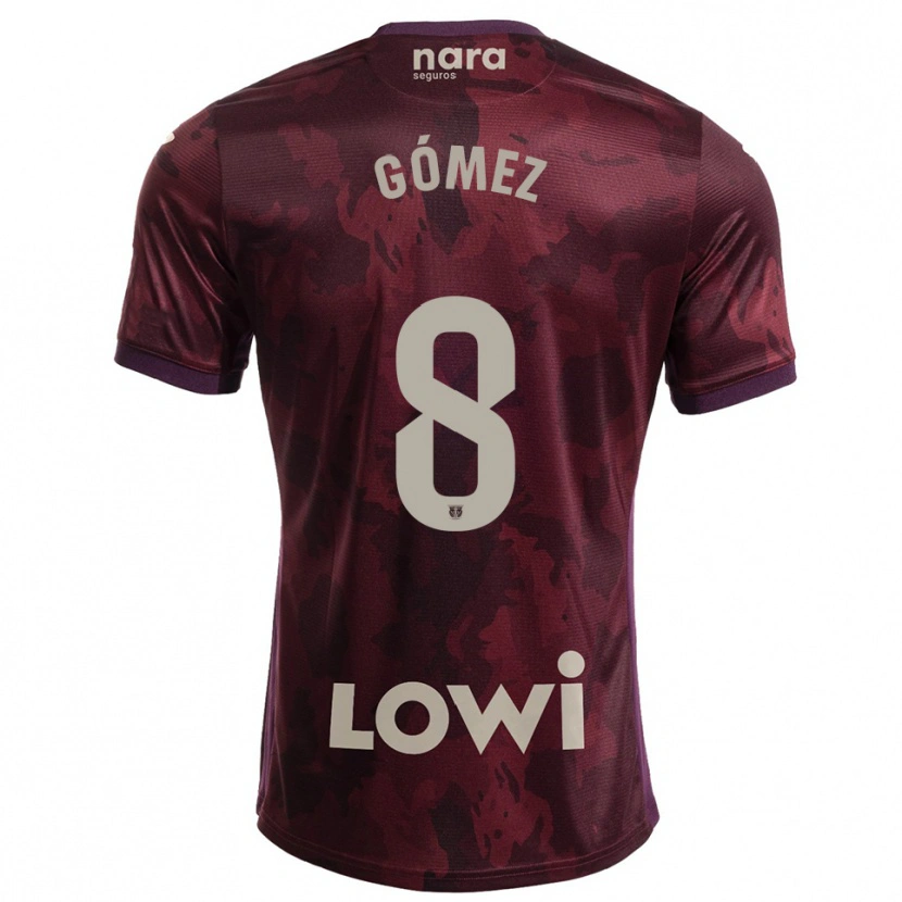 Danxen Donna Maglia Rodri Gómez #8 Borgogna Bianco Kit Gara Away 2025/26 Maglietta