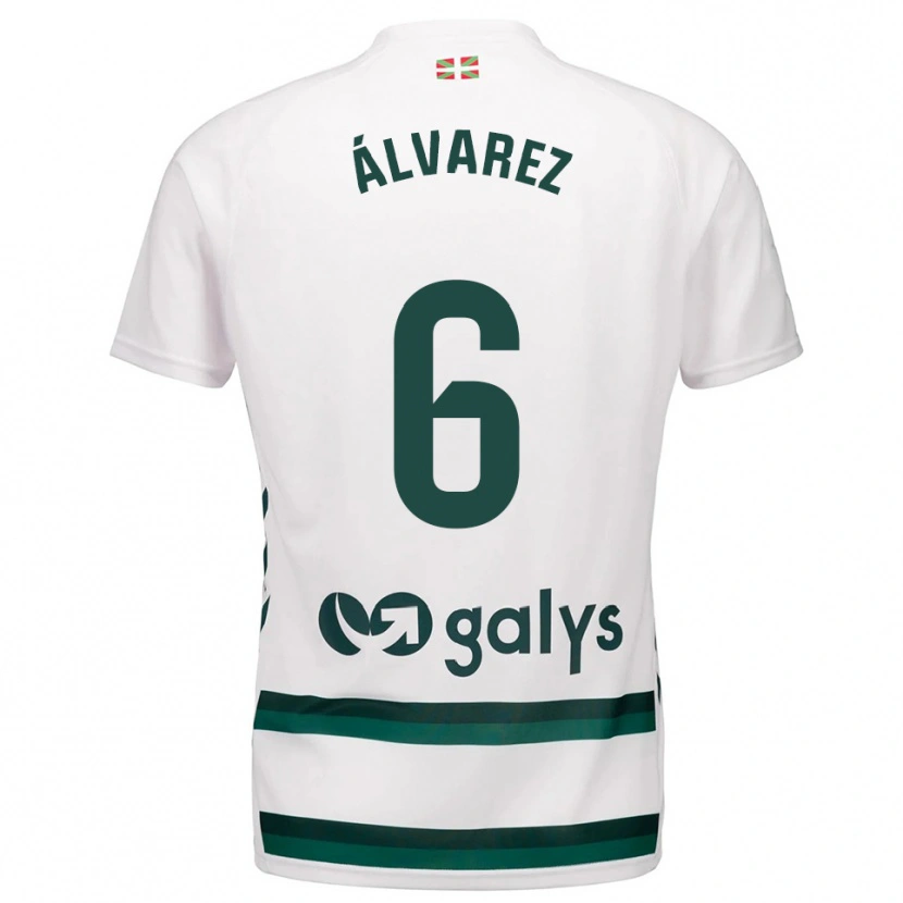 Danxen Donna Maglia Sergio Álvarez #6 Bianco Verde Kit Gara Away 2025/26 Maglietta