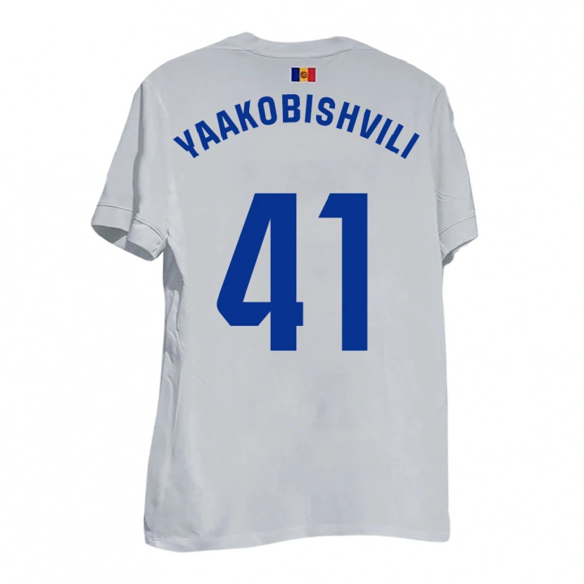Danxen Donna Maglia Áron Yaakobishvili #41 Bianco Blu Giallo Kit Gara Away 2025/26 Maglietta