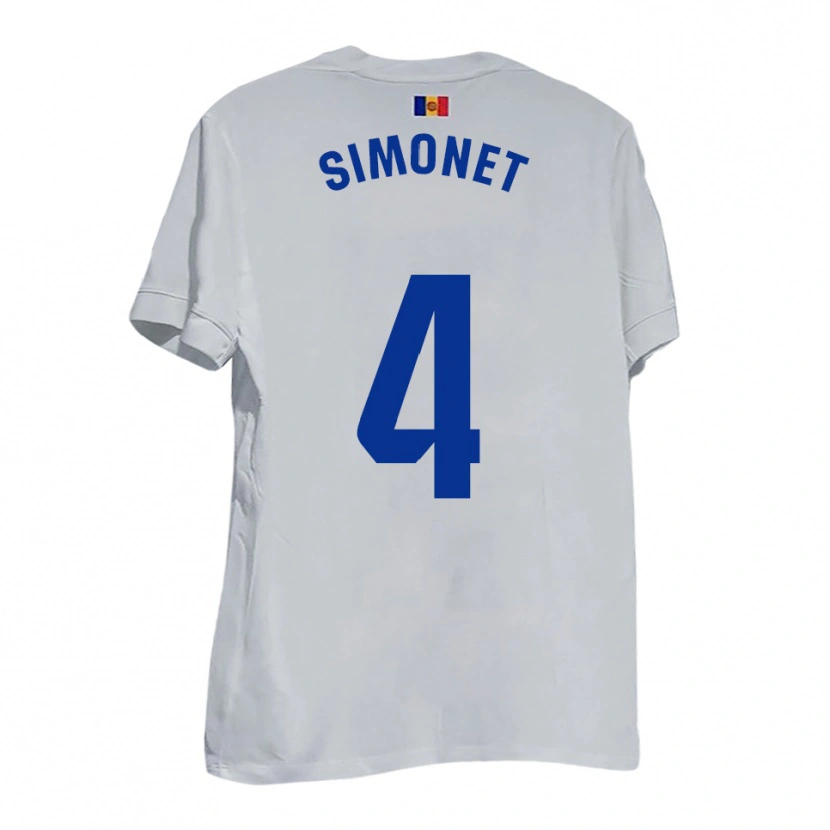 Danxen Donna Maglia Pere Simonet #4 Bianco Blu Giallo Kit Gara Away 2025/26 Maglietta