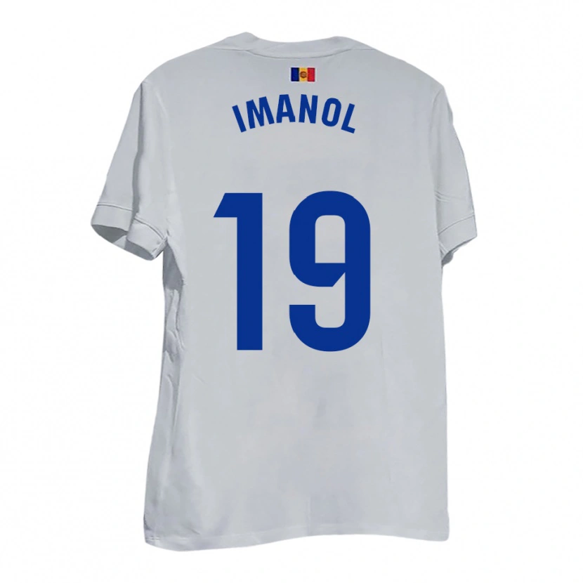 Danxen Donna Maglia Imanol García De Albéniz #19 Bianco Blu Giallo Kit Gara Away 2025/26 Maglietta