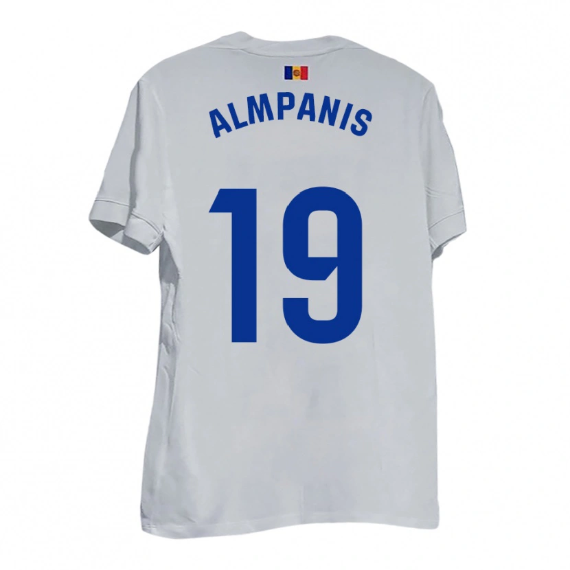 Danxen Donna Maglia Christos Almpanis #19 Bianco Blu Giallo Kit Gara Away 2025/26 Maglietta