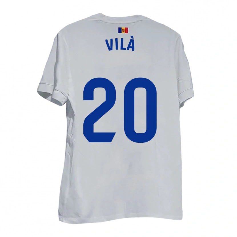 Danxen Donna Maglia Martí Vilà #20 Bianco Blu Giallo Kit Gara Away 2025/26 Maglietta