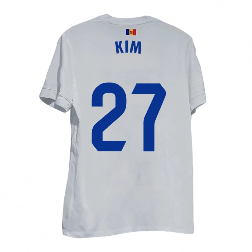 Danxen Donna Maglia Min-Su Kim #27 Bianco Blu Giallo Kit Gara Away 2025/26 Maglietta