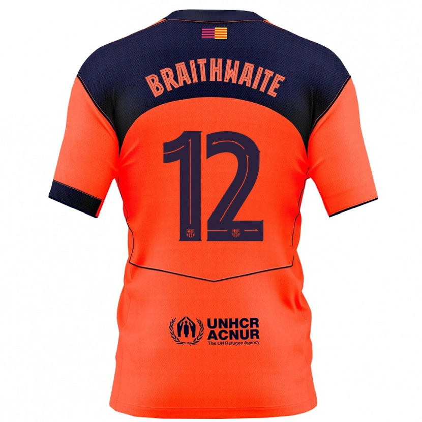 Danxen Donna Maglia Martin Braithwaite #12 Arancione Blu Scuro Kit Gara Third 2025/26 Maglietta