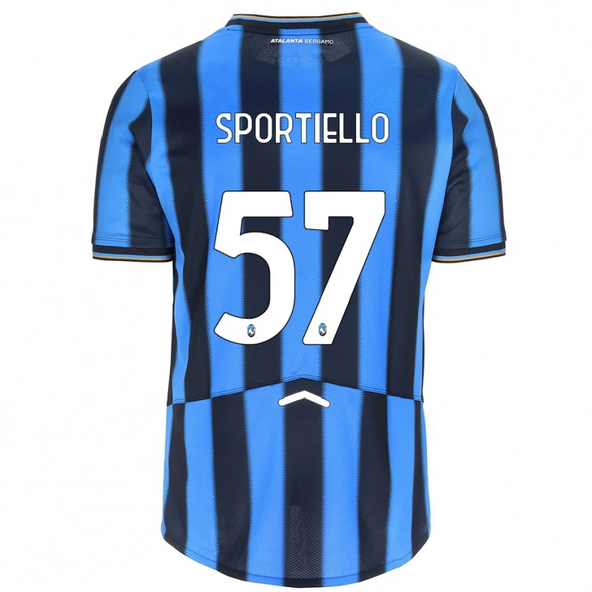 Danxen Bambino Maglia Marco Sportiello #57 Azzurro Nero Kit Gara Home 2025/26 Maglietta