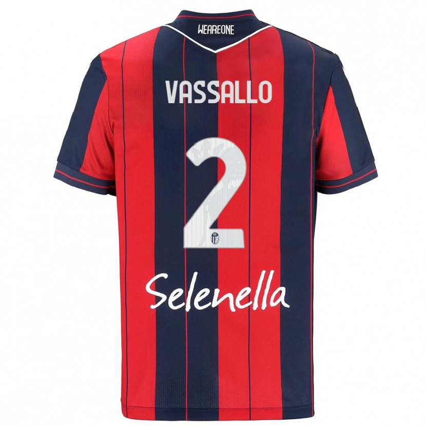 Danxen Bambino Maglia Giacomo Vassallo #2 Rosso Blu Navy Kit Gara Home 2025/26 Maglietta