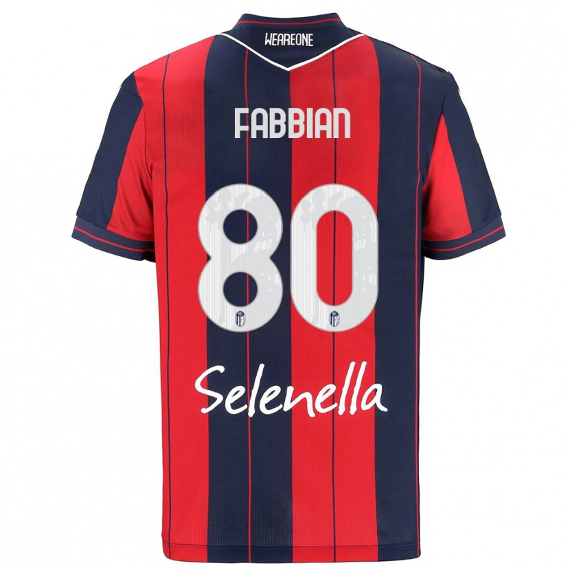 Danxen Bambino Maglia Giovanni Fabbian #80 Rosso Blu Navy Kit Gara Home 2025/26 Maglietta
