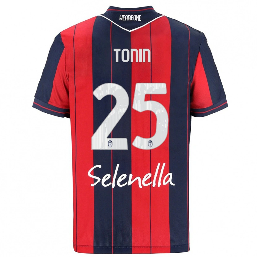 Danxen Bambino Maglia Federico Tonin #25 Rosso Blu Navy Kit Gara Home 2025/26 Maglietta