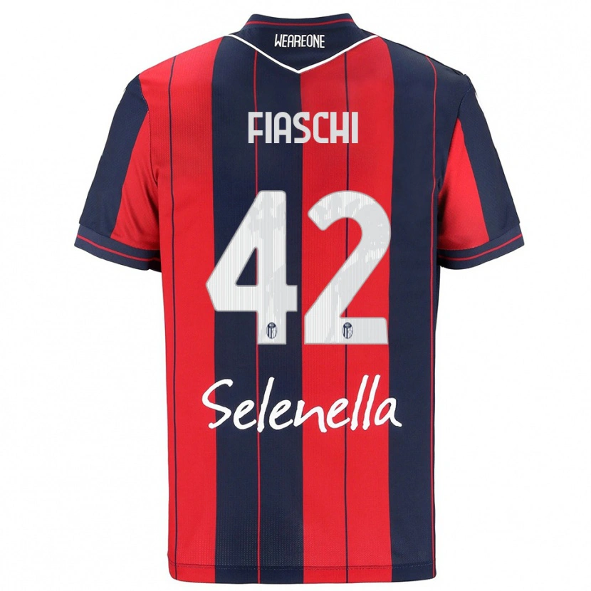 Danxen Bambino Maglia Marco Fiaschi #42 Rosso Blu Navy Kit Gara Home 2025/26 Maglietta