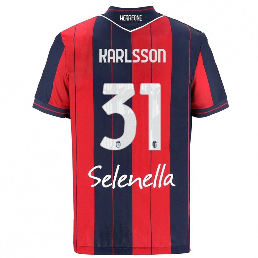 Danxen Bambino Maglia Kazper Karlsson #31 Rosso Blu Navy Kit Gara Home 2025/26 Maglietta