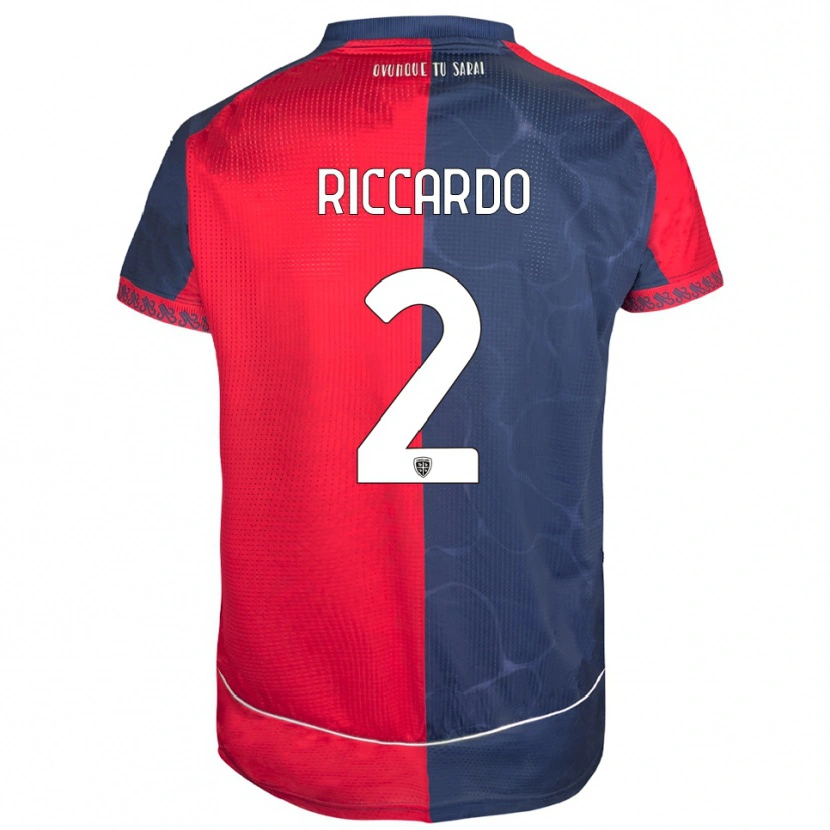Danxen Bambino Maglia Riccardo Congiu #2 Rosso Blu Navy Kit Gara Home 2025/26 Maglietta