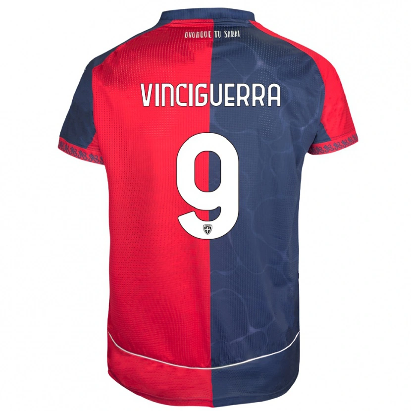 Danxen Bambino Maglia Alessandro Vinciguerra #9 Rosso Blu Navy Kit Gara Home 2025/26 Maglietta