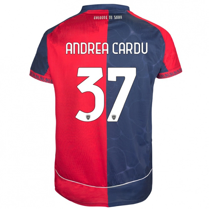 Danxen Bambino Maglia Giovanni Andrea Cardu #37 Rosso Blu Navy Kit Gara Home 2025/26 Maglietta