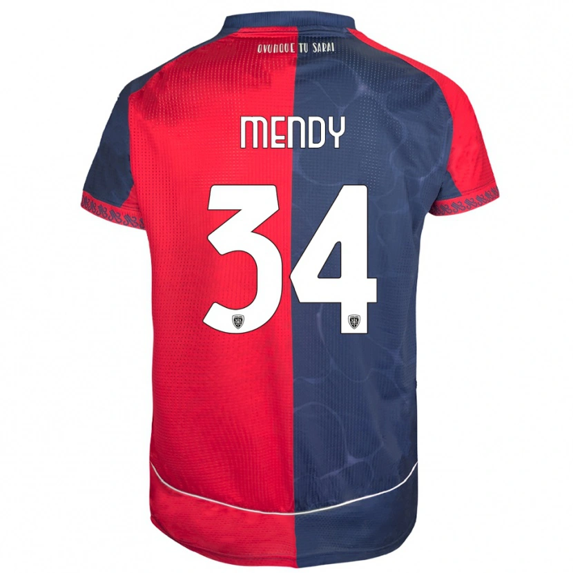 Danxen Bambino Maglia Paul Mendy #34 Rosso Blu Navy Kit Gara Home 2025/26 Maglietta