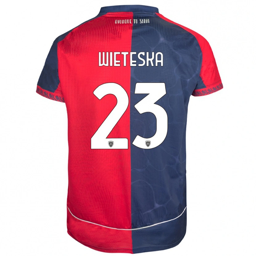 Danxen Bambino Maglia Mateusz Wieteska #23 Rosso Blu Navy Kit Gara Home 2025/26 Maglietta
