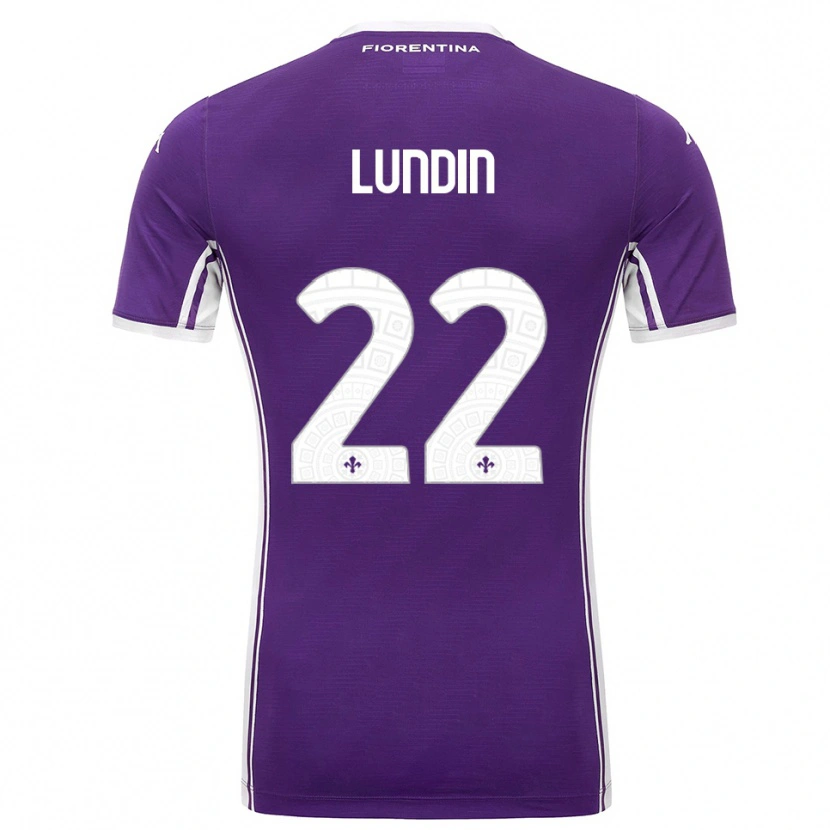 Danxen Bambino Maglia Karin Lundin #22 Viola Bianco Kit Gara Home 2025/26 Maglietta