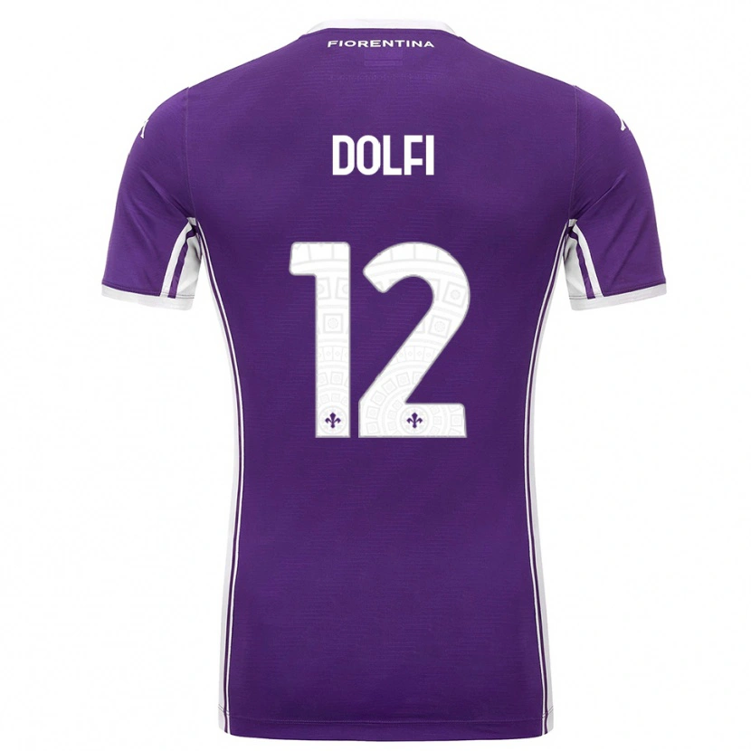Danxen Bambino Maglia Brando Dolfi #12 Viola Bianco Kit Gara Home 2025/26 Maglietta