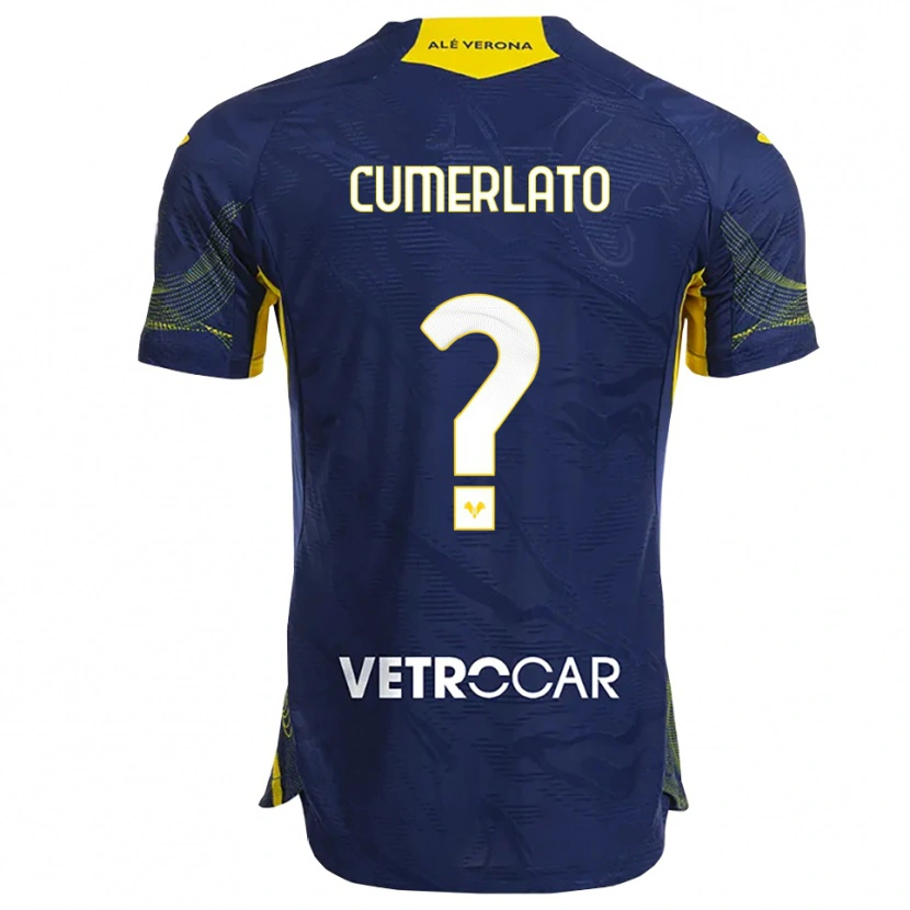 Danxen Bambino Maglia Pietro Cumerlato #0 Blu Navy Giallo Kit Gara Home 2025/26 Maglietta