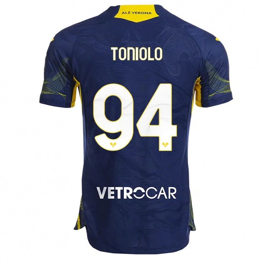 Danxen Bambino Maglia Giacomo Toniolo #94 Blu Navy Giallo Kit Gara Home 2025/26 Maglietta
