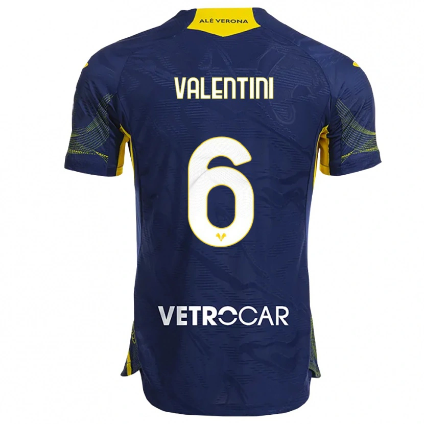 Danxen Bambino Maglia Nicolás Valentini #6 Blu Navy Giallo Kit Gara Home 2025/26 Maglietta