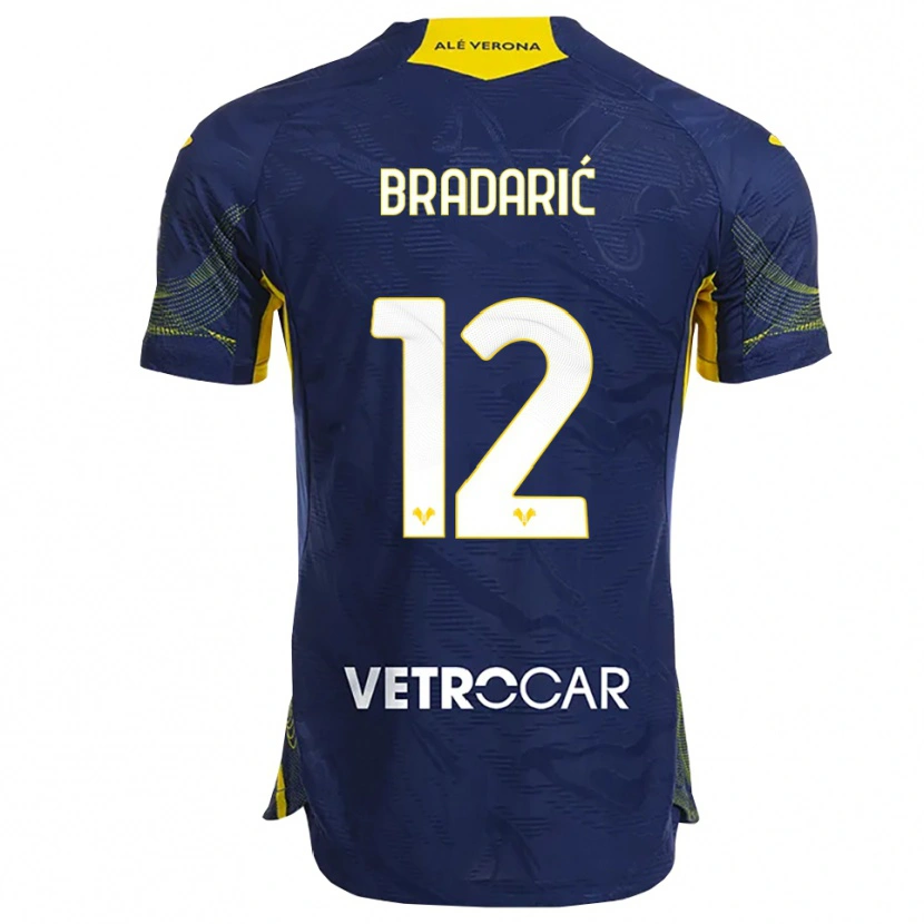 Danxen Bambino Maglia Domagoj Bradarić #12 Blu Navy Giallo Kit Gara Home 2025/26 Maglietta